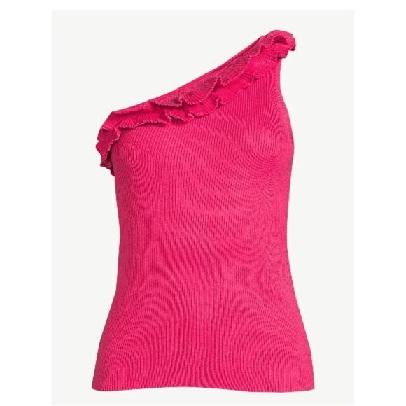 Sofia Vergara One Shoulder Ruffled Knit Tank Top Shirt 2-Pack Size L - Picture 9 of 16